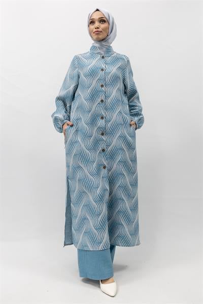 Büyük Beden Keten Takım Turkuaz Otw4243