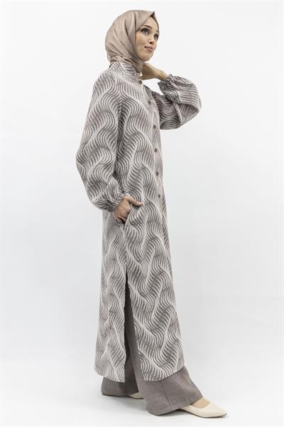 Büyük Beden Keten Takım Vizon Otw4243