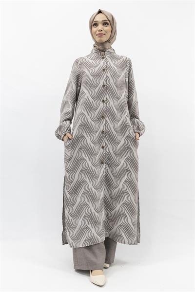 Büyük Beden Keten Takım Vizon Otw4243