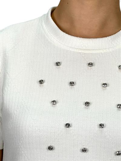 Büyük Beden Kısa Kol İçlik Tunik Ekru OTW2121K