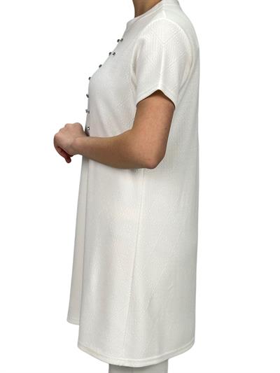 Büyük Beden Kısa Kol İçlik Tunik Ekru OTW2121K