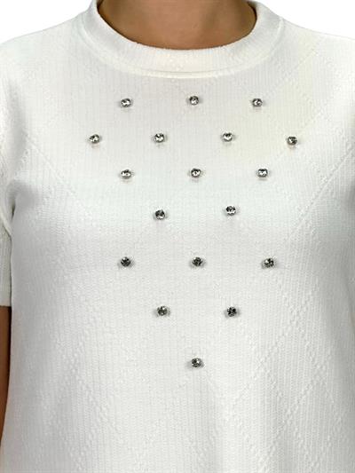 Büyük Beden Kısa Kol İçlik Tunik Ekru OTW2121K