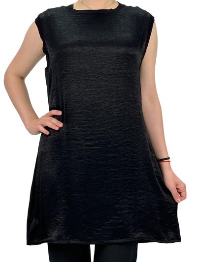 Büyük Beden Kolsuz Rayonlu Penye İçlik Siyah OTW403