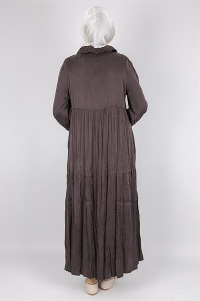 Büyük Beden Kolyeli Qupra Kumaş Elbise Bordo OTW5793