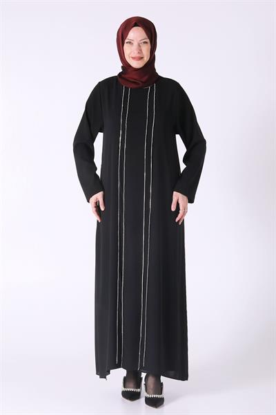 Büyük Beden Krep Abiye Elbise Siyah OTW50024