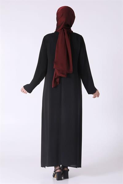 Büyük Beden Krep Abiye Elbise Siyah OTW50024
