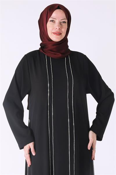 Büyük Beden Krep Abiye Elbise Siyah OTW50024