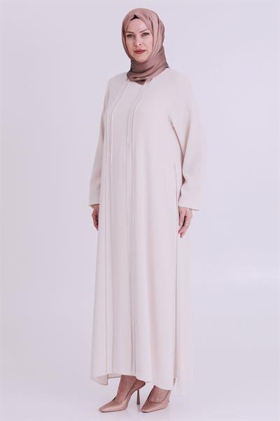 Büyük Beden Krep Abiye Elbise Taş OTW50024