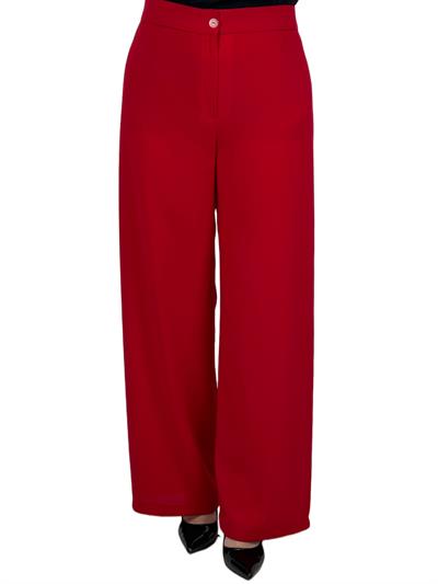 Büyük Beden Krep Bol Paça Pantolon Kırmızı OTW3077