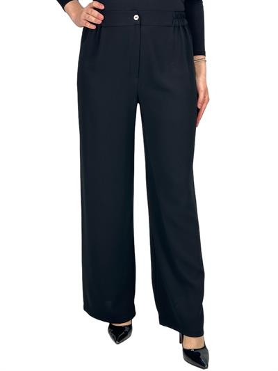 Büyük Beden Krep Bol Paça Pantolon Siyah OTW3077