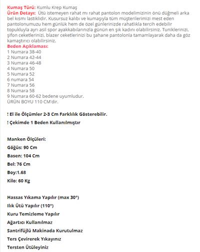 Büyük Beden Krep Bol Paça Pantolon Siyah OTW3077