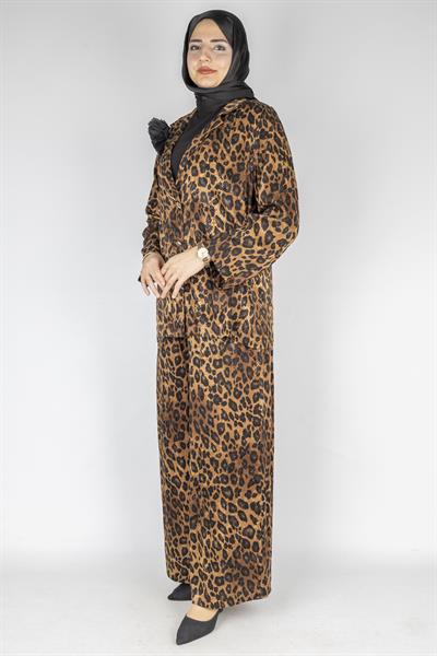 Büyük Beden Leopar Desenli Takım Taba-Leopar OTW9461