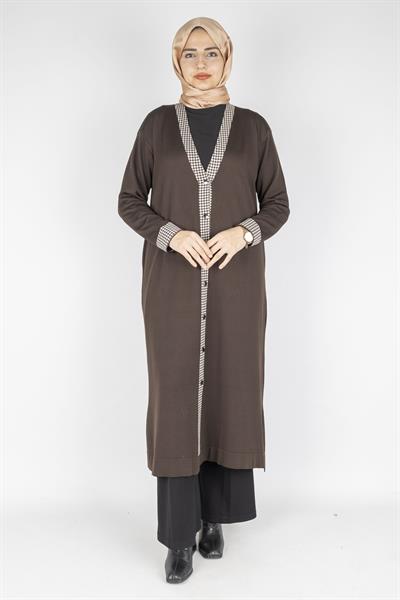 Büyük Beden Merserize Hırka Acı Kahve OTW1017