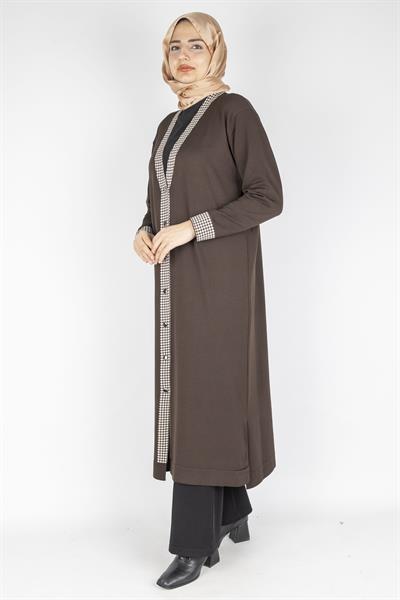 Büyük Beden Merserize Hırka Acı Kahve OTW1017