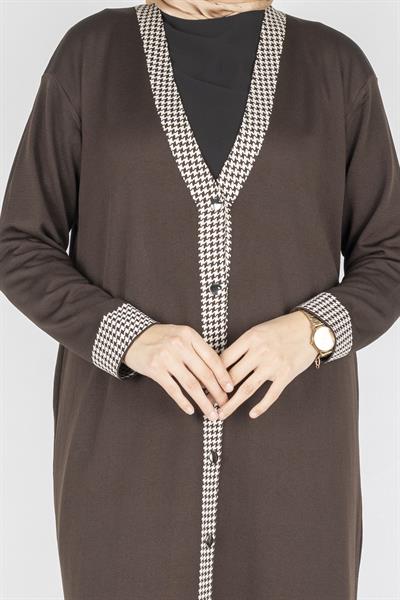 Büyük Beden Merserize Hırka Acı Kahve OTW1017