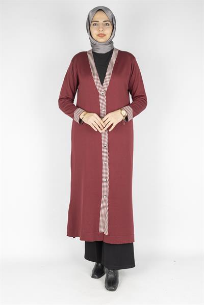 Büyük Beden Merserize Hırka Bordo OTW1017