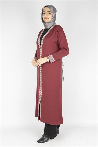 Büyük Beden Merserize Hırka Bordo OTW1017
