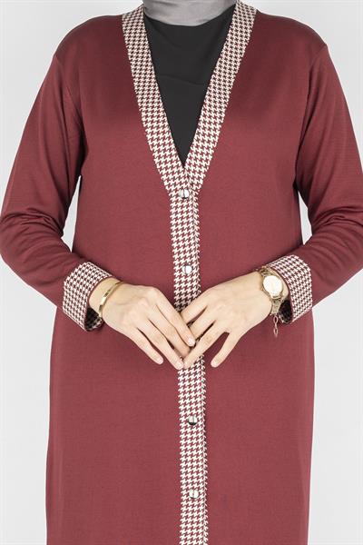 Büyük Beden Merserize Hırka Bordo OTW1017