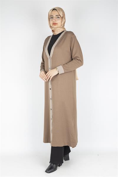 Büyük Beden Merserize Hırka Koyu Vizon OTW1017