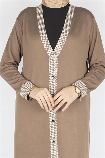 Büyük Beden Merserize Hırka Koyu Vizon OTW1017