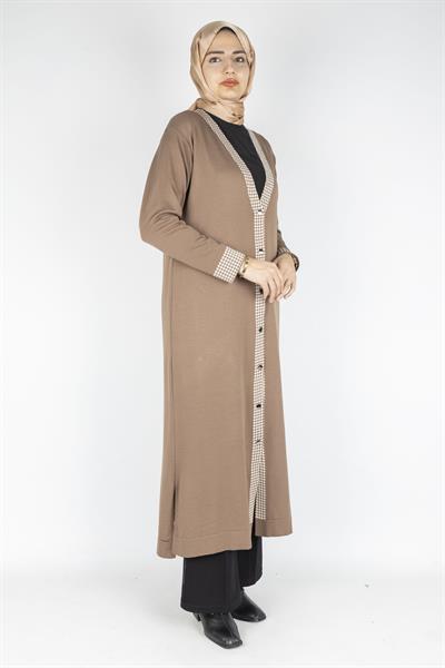 Büyük Beden Merserize Hırka Koyu Vizon OTW1017