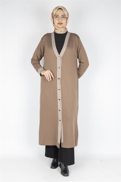 Büyük Beden Merserize Hırka Koyu Vizon OTW1017