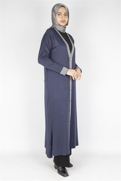Büyük Beden Merserize Hırka Lacivert OTW1017