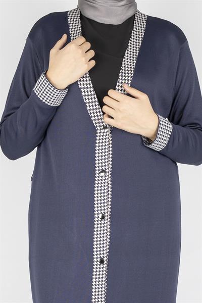 Büyük Beden Merserize Hırka Lacivert OTW1017