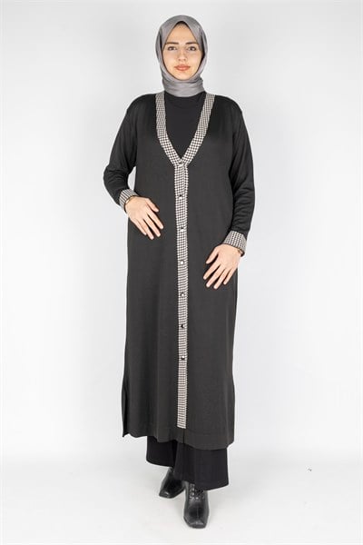 Büyük Beden Merserize Hırka Siyah OTW1017