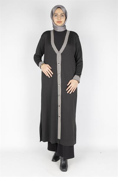 Büyük Beden Merserize Hırka Siyah OTW1017