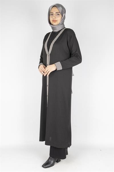 Büyük Beden Merserize Hırka Siyah OTW1017