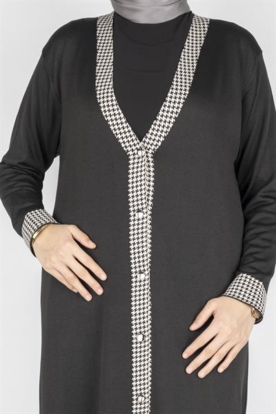 Büyük Beden Merserize Hırka Siyah OTW1017