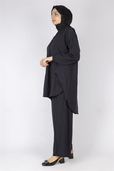 Büyük Beden Modal Kumaş Spor Takım Siyah OTW491