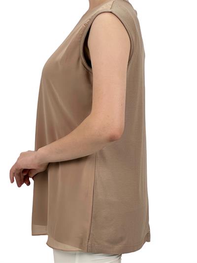 Büyük Beden Önü Şifon Kolsuz İçlik Bej OTW869
