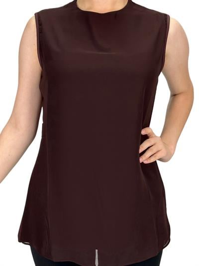 Büyük Beden Önü Şifon Kolsuz İçlik Kahve OTW869