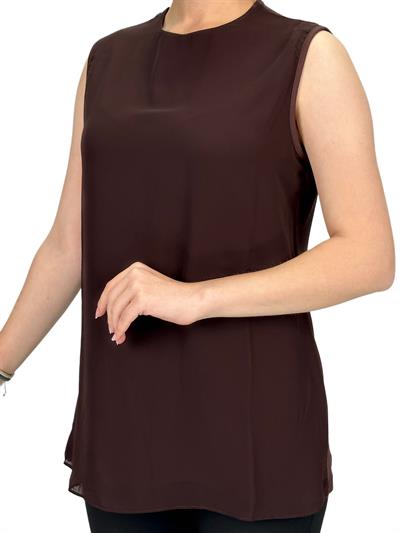 Büyük Beden Önü Şifon Kolsuz İçlik Kahve OTW869