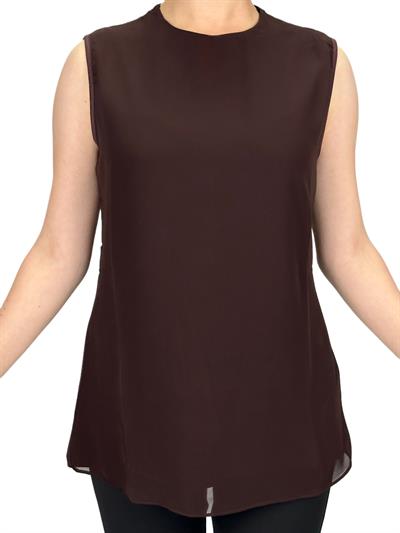 Büyük Beden Önü Şifon Kolsuz İçlik Kahve OTW869