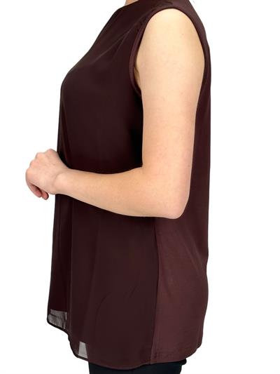 Büyük Beden Önü Şifon Kolsuz İçlik Kahve OTW869