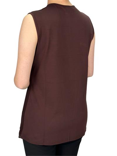 Büyük Beden Önü Şifon Kolsuz İçlik Kahve OTW869
