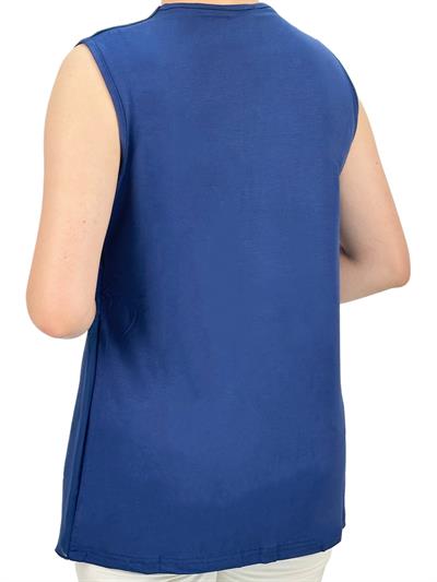 Büyük Beden Önü Şifon Kolsuz İçlik Mavi OTW869