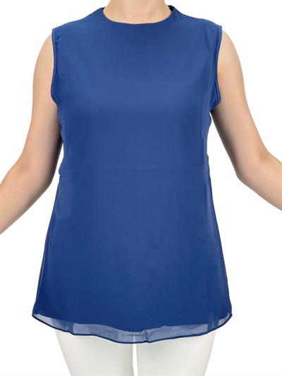 Büyük Beden Önü Şifon Kolsuz İçlik Mavi OTW869