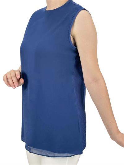 Büyük Beden Önü Şifon Kolsuz İçlik Mavi OTW869