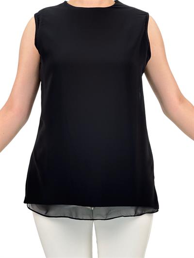 Büyük Beden Önü Şifon Kolsuz İçlik Siyah OTW869