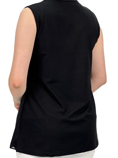 Büyük Beden Önü Şifon Kolsuz İçlik Siyah OTW869