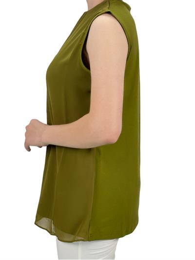 Büyük Beden Önü Şifon Kolsuz İçlik Yeşil OTW869