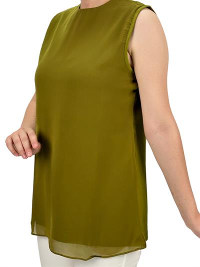 Büyük Beden Önü Şifon Kolsuz İçlik Yeşil OTW869