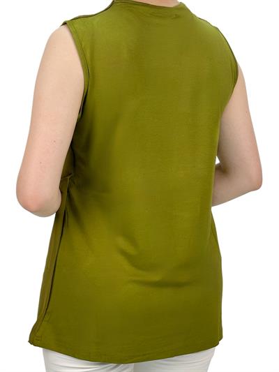 Büyük Beden Önü Şifon Kolsuz İçlik Yeşil OTW869