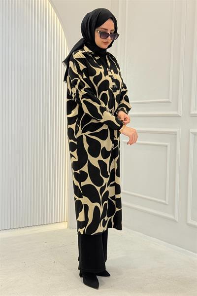 Büyük Beden Örme Triko Desenli Uzun Tunik&Elbise Desenli OTW3235