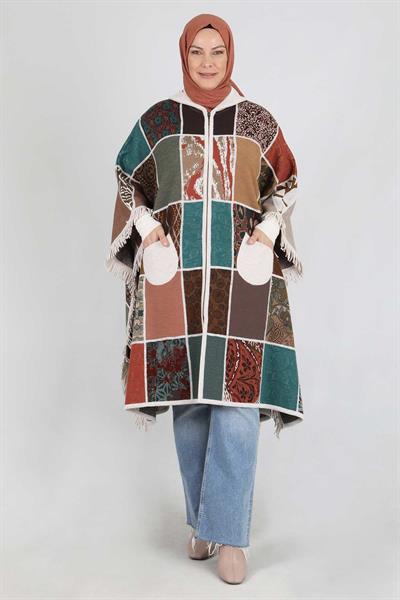 Büyük Beden Panço Krem OTW9631