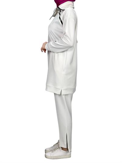 Büyük Beden Pantolonlu Takım Ekru OTW2108